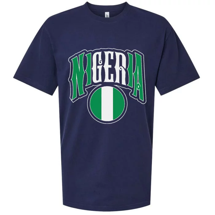 Love Nigeria With Nigerian Flag Inside A Circle Sueded Cloud Jersey T-Shirt