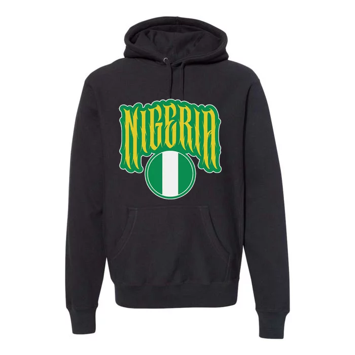 Love Nigeria With Nigerian Flag Inside A Circle Premium Hoodie