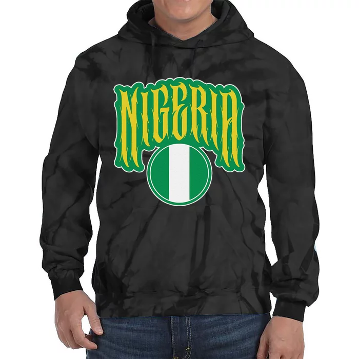 Love Nigeria With Nigerian Flag Inside A Circle Tie Dye Hoodie