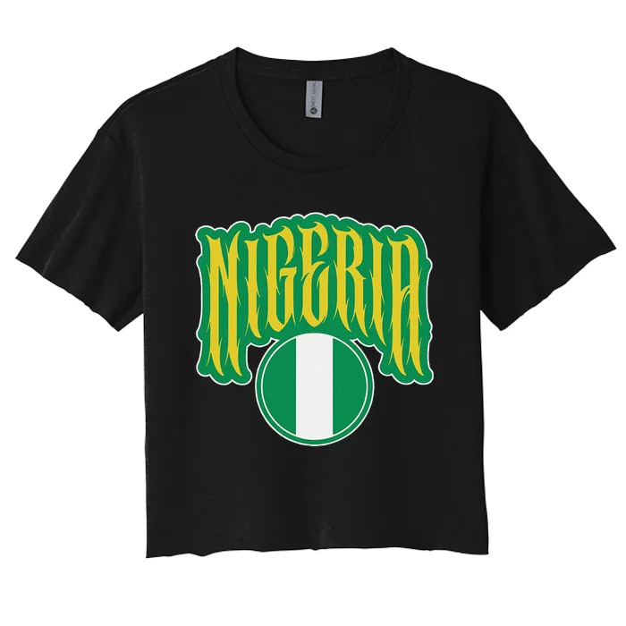 Love Nigeria With Nigerian Flag Inside A Circle Women's Crop Top Tee