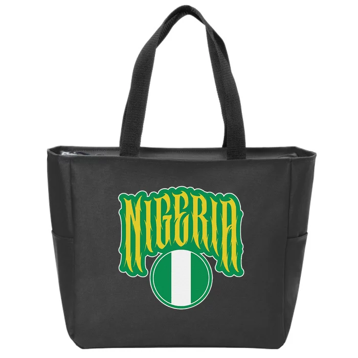 Love Nigeria With Nigerian Flag Inside A Circle Zip Tote Bag