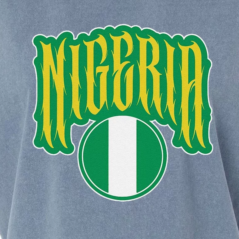 Love Nigeria With Nigerian Flag Inside A Circle Garment-Dyed Women's Muscle Tee