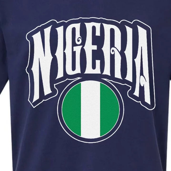 Love Nigeria With Nigerian Flag Inside A Circle Sueded Cloud Jersey T-Shirt