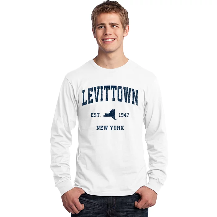 Levittown New York Ny Vintage Athletic Long Sleeve Shirt