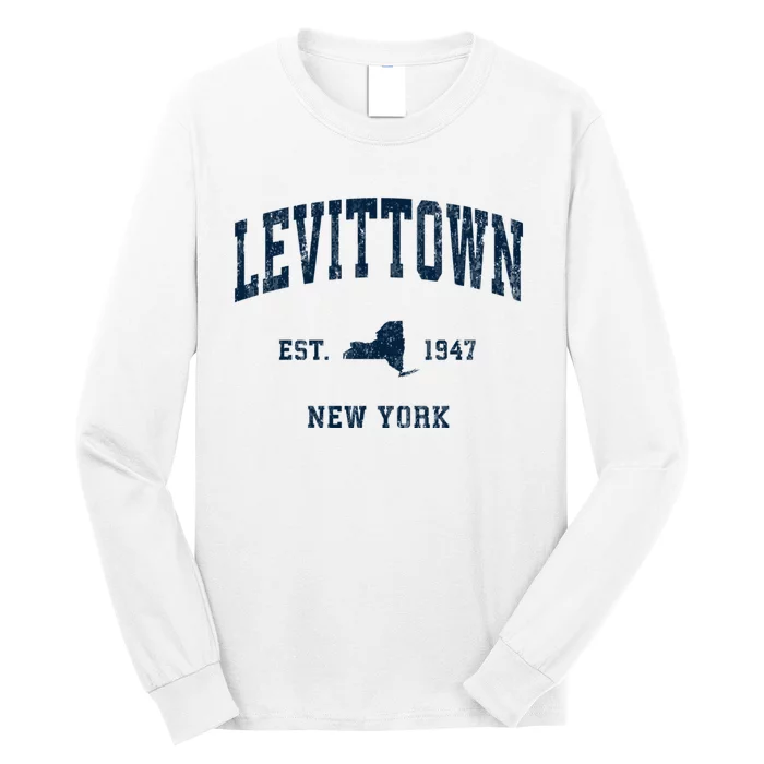 Levittown New York Ny Vintage Athletic Long Sleeve Shirt