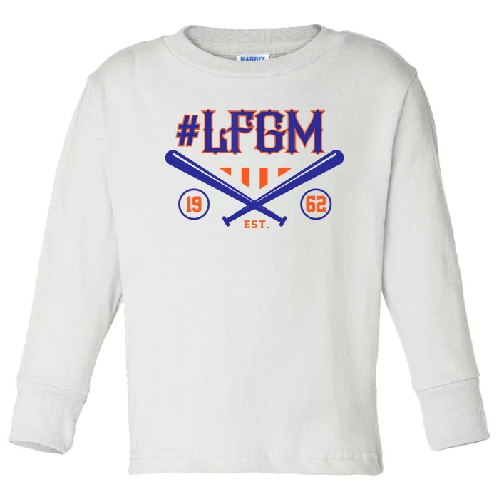 LFGM New York Baseball Est 1962 Toddler Long Sleeve Shirt