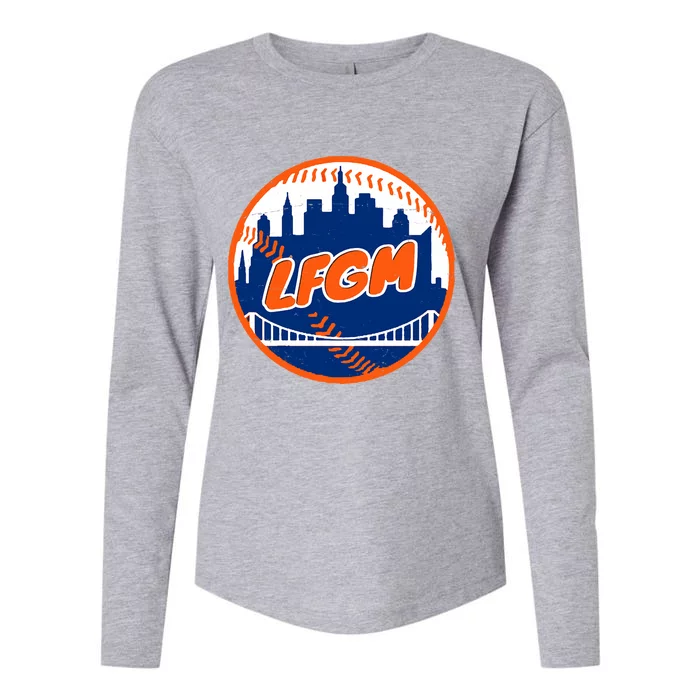 LFGM New York Baseball Womens Cotton Relaxed Long Sleeve T-Shirt