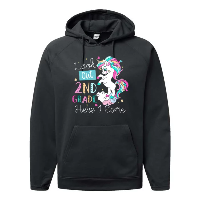 Look Out 2nd Grade Here I Come Unicorn Back To School Kids Performance Fleece Hoodie