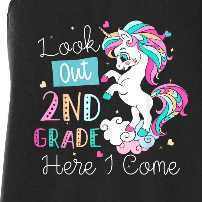 Look Out 2nd Grade Here I Come Unicorn Back To School Women's Racerback Tank