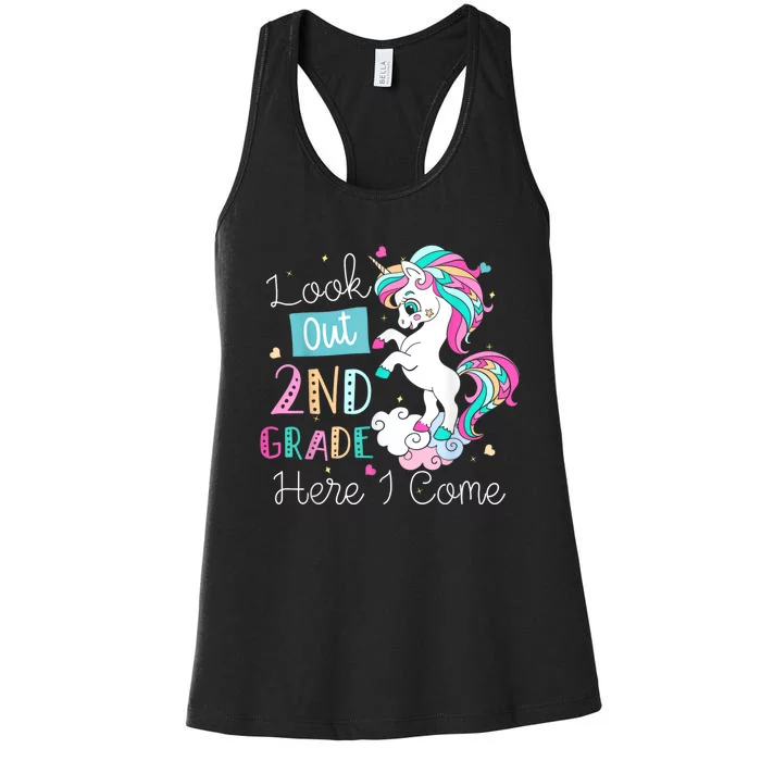 Look Out 2nd Grade Here I Come Unicorn Back To School Women's Racerback Tank