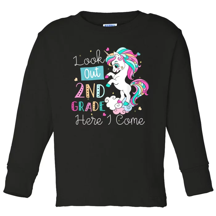 Look Out 2nd Grade Here I Come Unicorn Back To School Toddler Long Sleeve Shirt