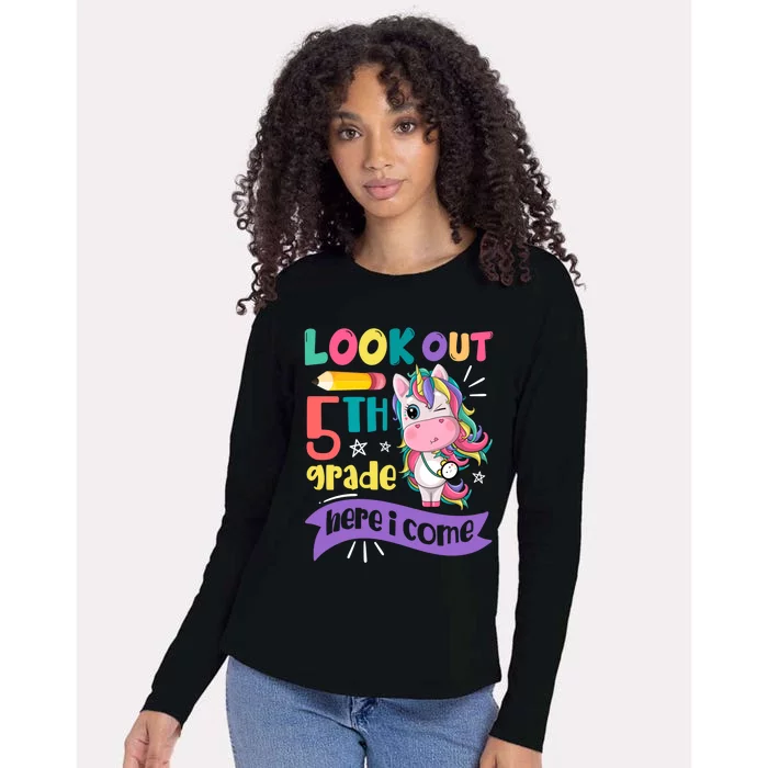 Look Out 5Th Grade Here I Come Unicorn Fifth Grade Great Gift Womens Cotton Relaxed Long Sleeve T-Shirt