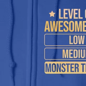 Level Of Awesoess Monster Trucks Monster Truck Gift Full Zip Hoodie