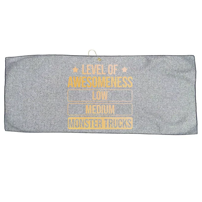 Level Of Awesoess Monster Trucks Monster Truck Gift Large Microfiber Waffle Golf Towel