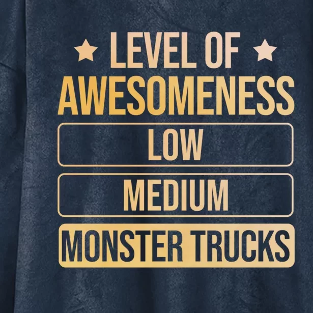 Level Of Awesoess Monster Trucks Monster Truck Gift Hooded Wearable Blanket