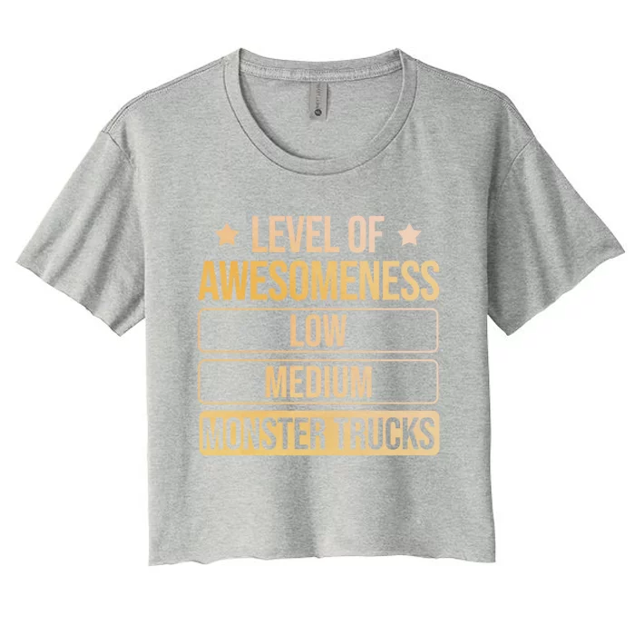 Level Of Awesoess Monster Trucks Monster Truck Gift Women's Crop Top Tee