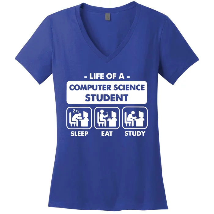 Life Of A Computer Science Student Sleep Eat Study Women's V-Neck T-Shirt