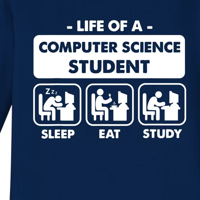 Life Of A Computer Science Student Sleep Eat Study Baby Long Sleeve Bodysuit