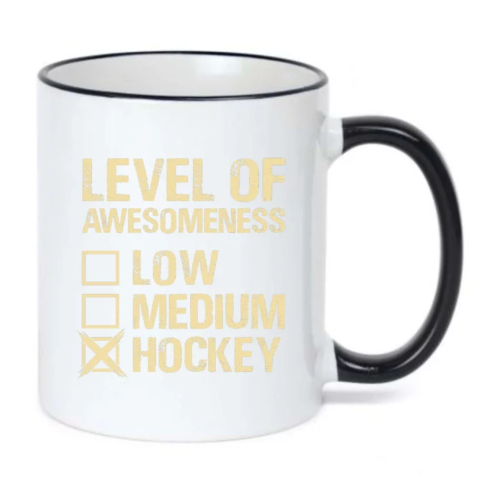 Level Of Awesomeness Low Medium Hockey Black Color Changing Mug