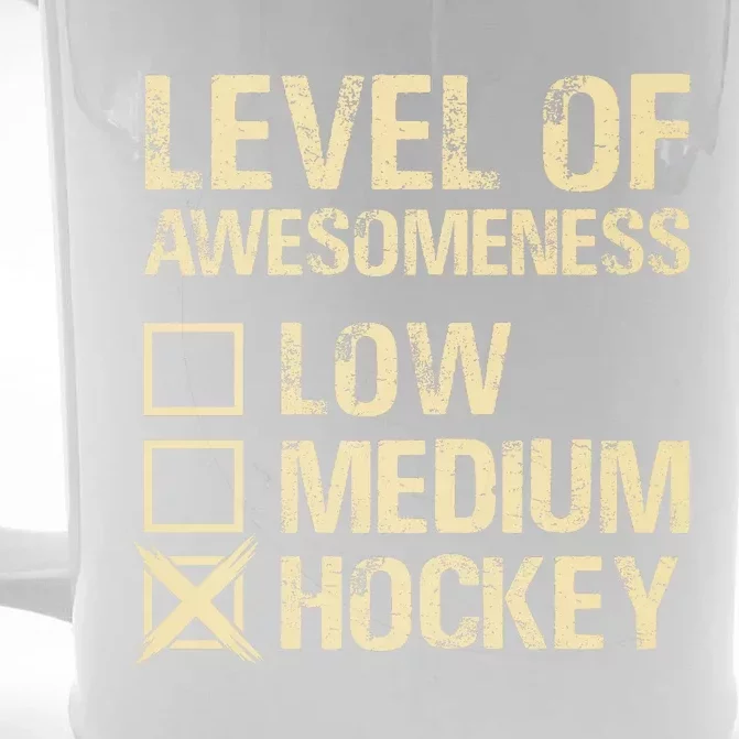 Level Of Awesomeness Low Medium Hockey Front & Back Beer Stein