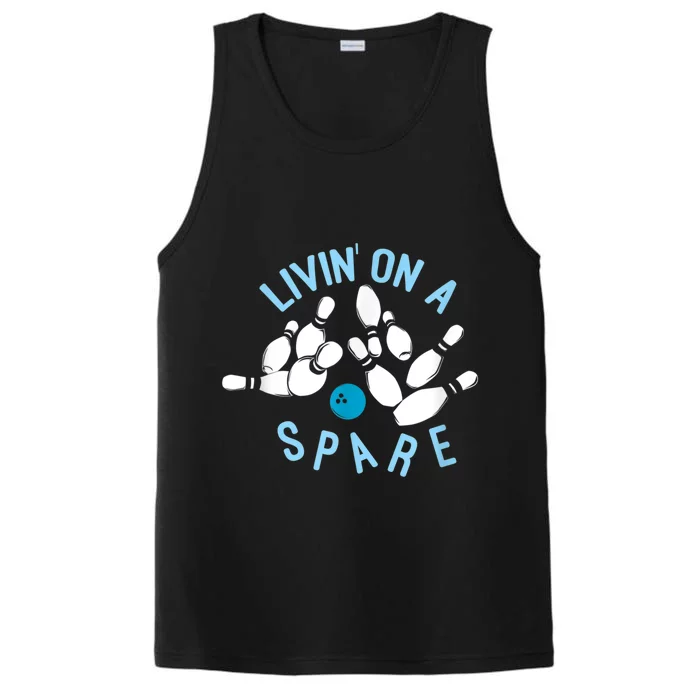 Livin On A Spare Funny Bowler & Bowling Performance Tank