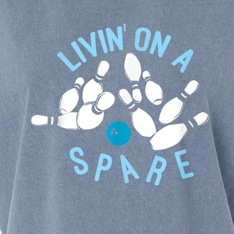 Livin On A Spare Funny Bowler & Bowling Garment-Dyed Women's Muscle Tee