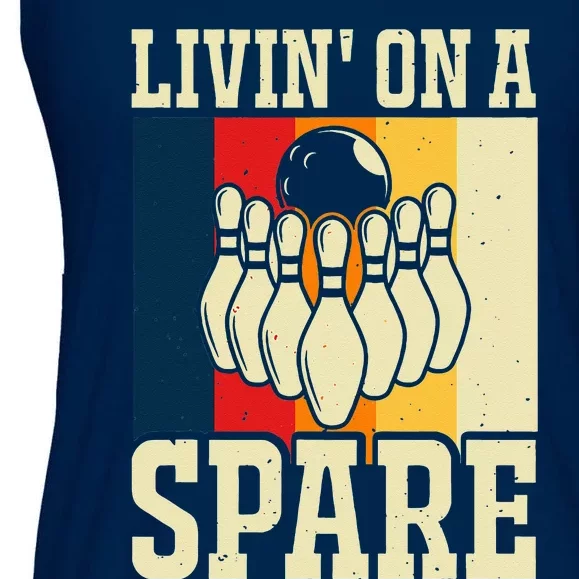 Living On A Spare Funny Bowling Team Bowler Bowling Lover Ladies Essential Flowy Tank