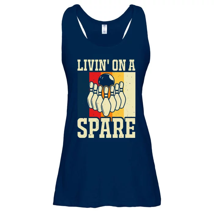 Living On A Spare Funny Bowling Team Bowler Bowling Lover Ladies Essential Flowy Tank