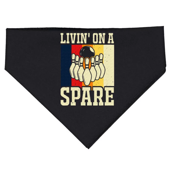 Living On A Spare Funny Bowling Team Bowler Bowling Lover USA-Made Doggie Bandana