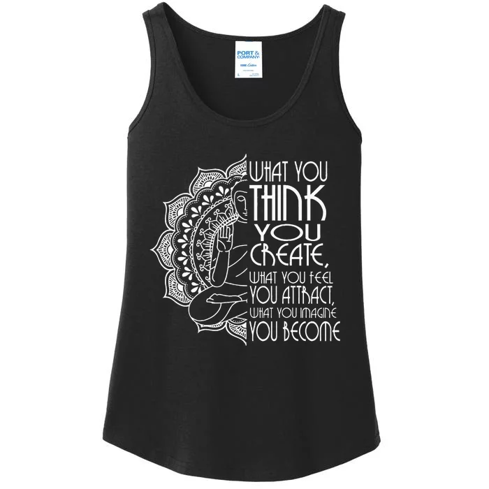 Law Of Attraction Spiritual Buddha Meditation Ladies Essential Tank