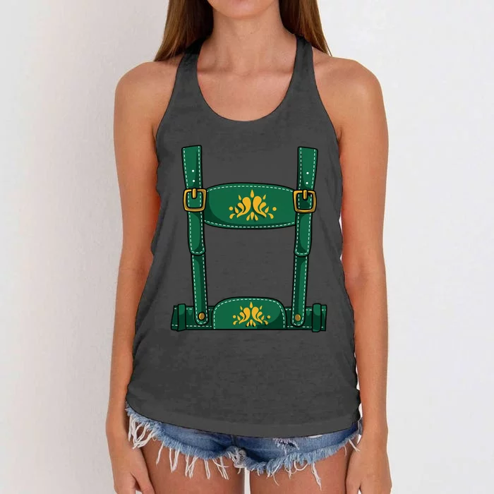 Lederhosen Outfit Boy Oktoberfest Women's Knotted Racerback Tank