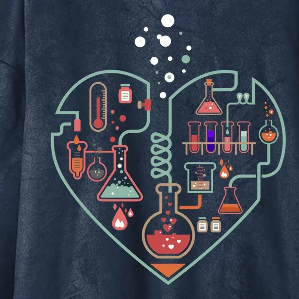 Love Of Chemistry Heart Hooded Wearable Blanket