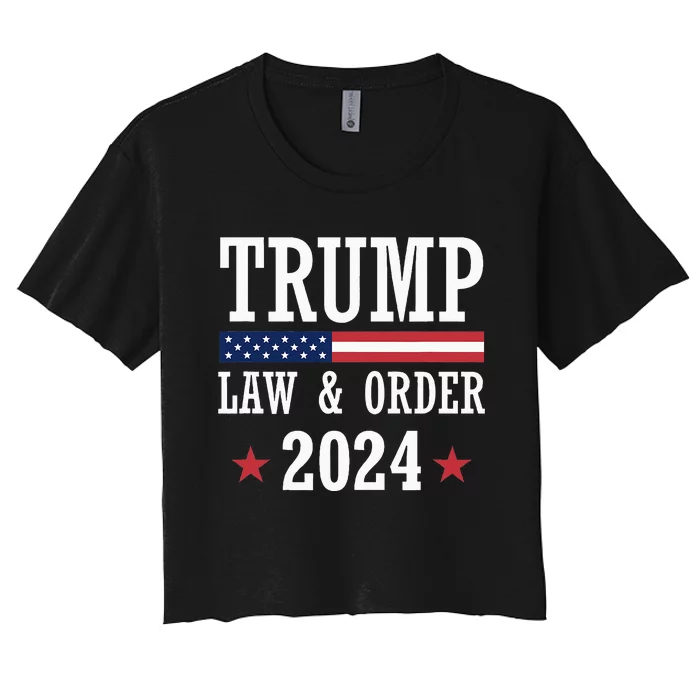 Law & Order Cops For Trump 2024 Police Thin Blue Line Women's Crop Top Tee