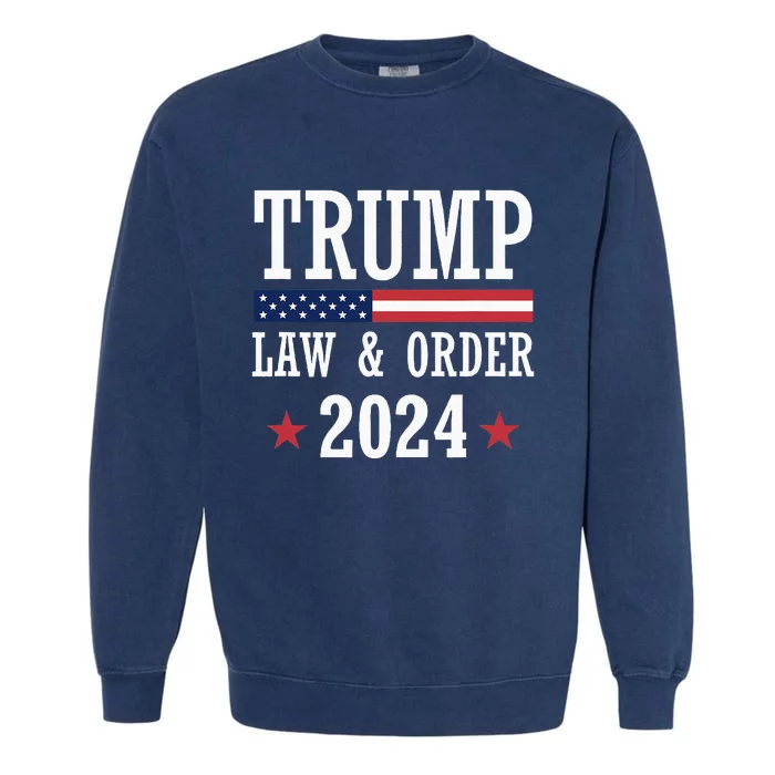 Law & Order Cops For Trump 2024 Police Thin Blue Line Garment-Dyed Sweatshirt