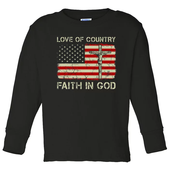 Love Of Country Faith In God Christian Patriotic Toddler Long Sleeve Shirt