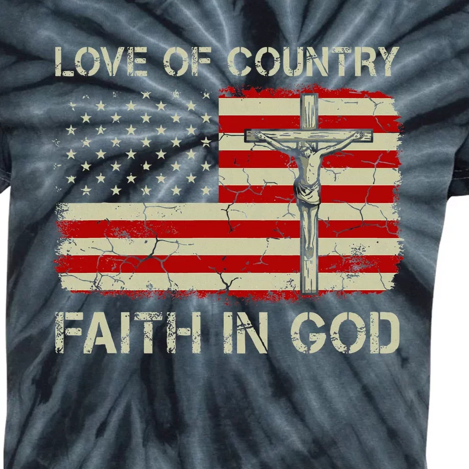 Love Of Country Faith In God Christian Patriotic Kids Tie-Dye T-Shirt