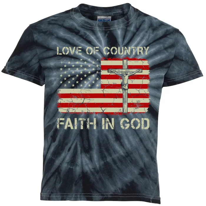 Love Of Country Faith In God Christian Patriotic Kids Tie-Dye T-Shirt