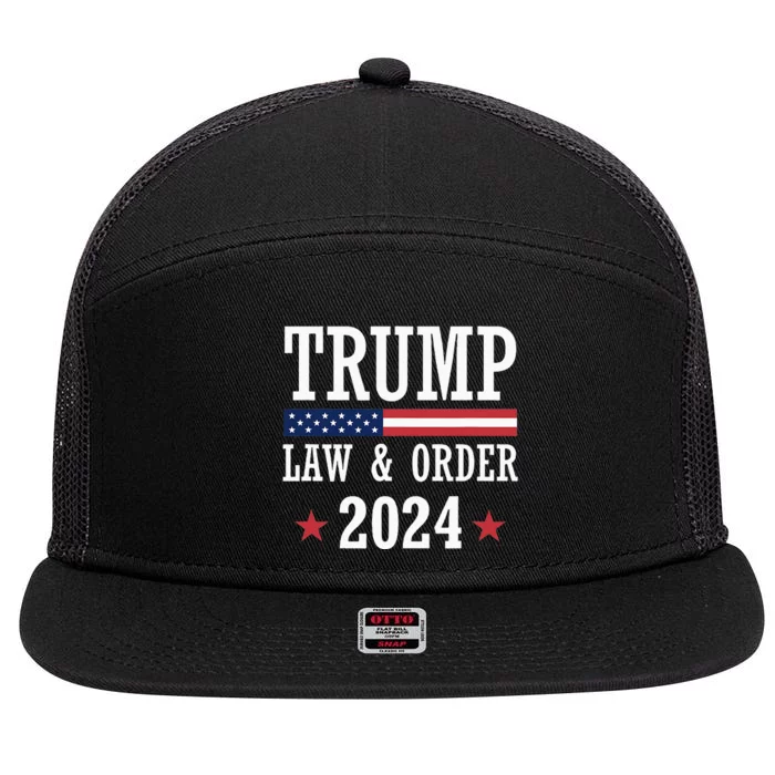 Law & Order Cops For Trump 2024 Police Thin Blue Line 7 Panel Mesh Trucker Snapback Hat