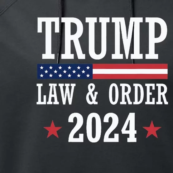 Law & Order Cops For Trump 2024 Police Thin Blue Line Performance Fleece Hoodie