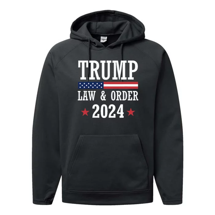 Law & Order Cops For Trump 2024 Police Thin Blue Line Performance Fleece Hoodie