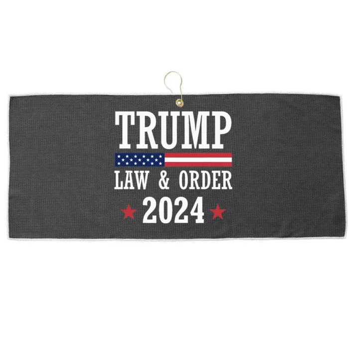 Law & Order Cops For Trump 2024 Police Thin Blue Line Large Microfiber Waffle Golf Towel