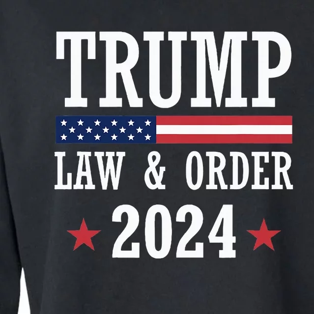 Law & Order Cops For Trump 2024 Police Thin Blue Line Cropped Pullover Crew