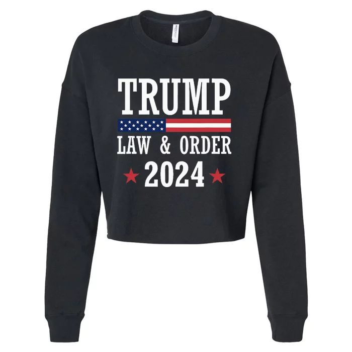 Law & Order Cops For Trump 2024 Police Thin Blue Line Cropped Pullover Crew