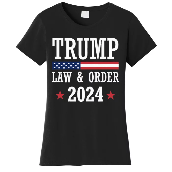 Law & Order Cops For Trump 2024 Police Thin Blue Line Women's T-Shirt