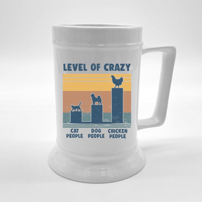 Level Of Crazy Chicken Lover Funny Front & Back Beer Stein