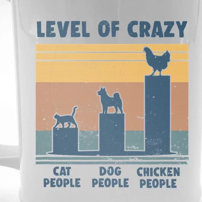 Level Of Crazy Chicken Lover Funny Front & Back Beer Stein