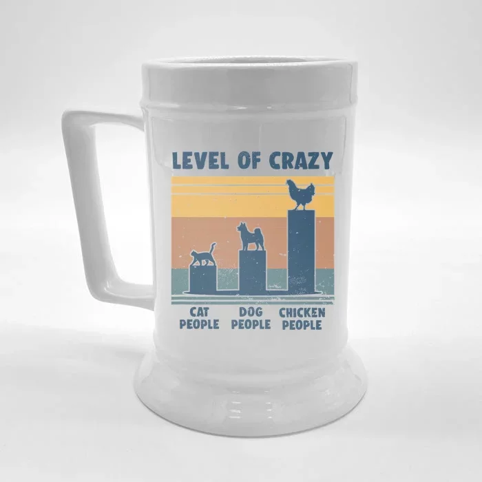 Level Of Crazy Chicken Lover Funny Front & Back Beer Stein