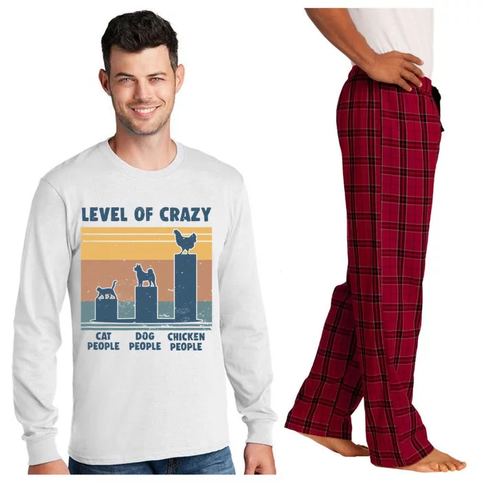 Level Of Crazy Chicken Lover Funny Long Sleeve Pajama Set