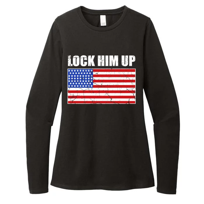 Lock Him Up Resist USA Flag Anti Trump Womens CVC Long Sleeve Shirt