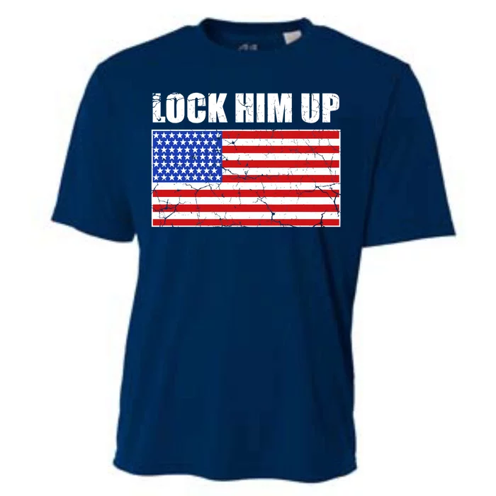 Lock Him Up Resist USA Flag Anti Trump Cooling Performance Crew T-Shirt